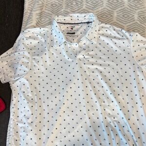 Reebok White Polo Shirt with Navy Patterns